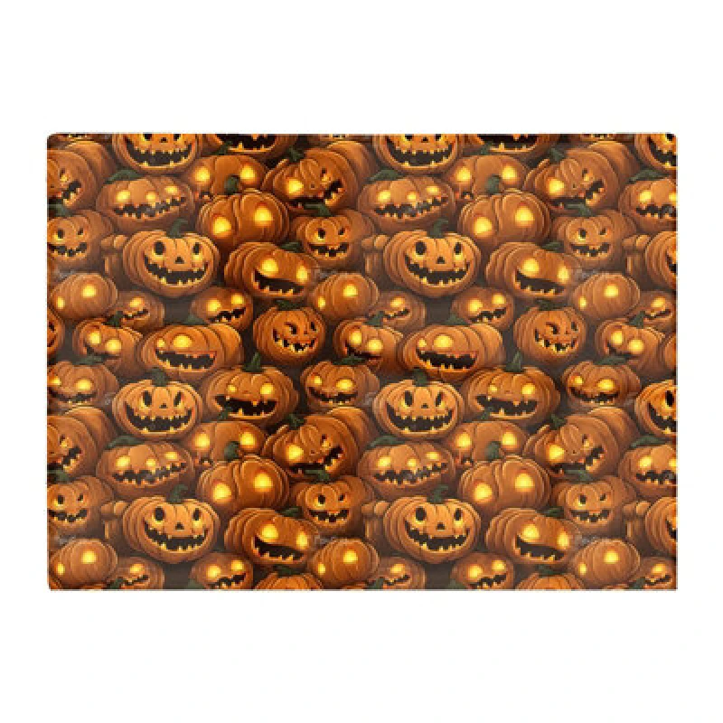 Image of Warren Reed Designer Grinning Lanterns Pumpkins Glass Chopping Board