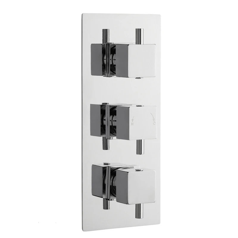Image of Balterley Square Concealed Triple Thermostatic Shower Valve Diverter 3 Outlets Silver