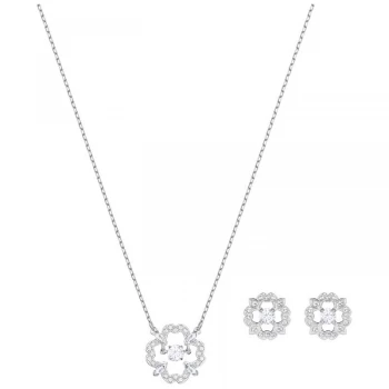 Image of Ladies Swarovski Silver Plated Sparkling Dance Flower Earring & Necklace Set