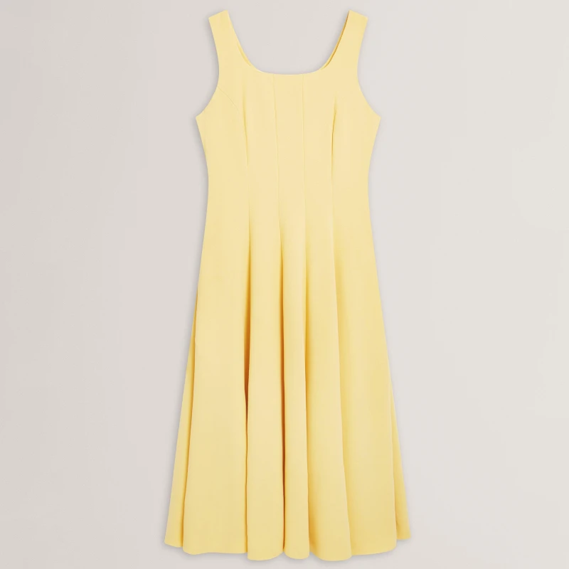 Image of Ted Baker Panelled Scoop Neck Sleeveless Midi Dress Lt-Yellow female 8 (XS)