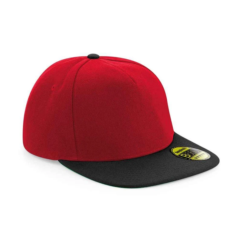 Image of Beechfield Womens Original Flat Peak Snapback Cap in Red Red Female One Size