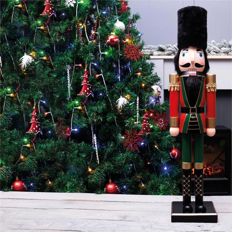 Image of St Helens Large 60cm Traditional Christmas Nutcracker Red and Green ELV-535382