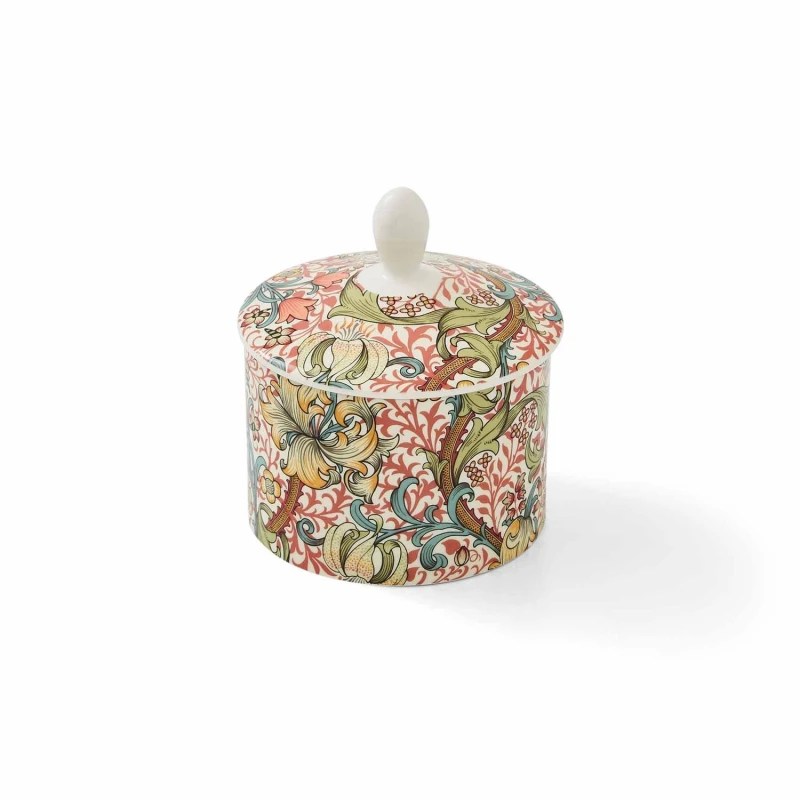 Image of Spode Morris & Co. Golden Lily Sugar Bowl with Lid Pink unisex One Size