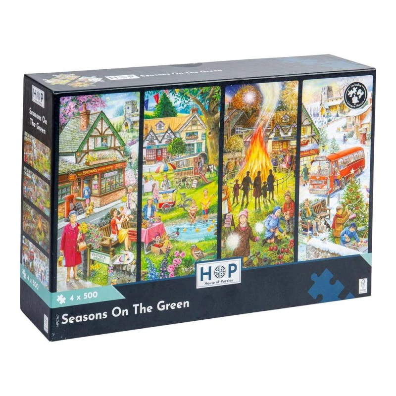 Image of The House Of Puzzles Seasons On The Green - 4 x 500 Piece Jigsaw Puzzles Multicolor Unisex 500 Piece