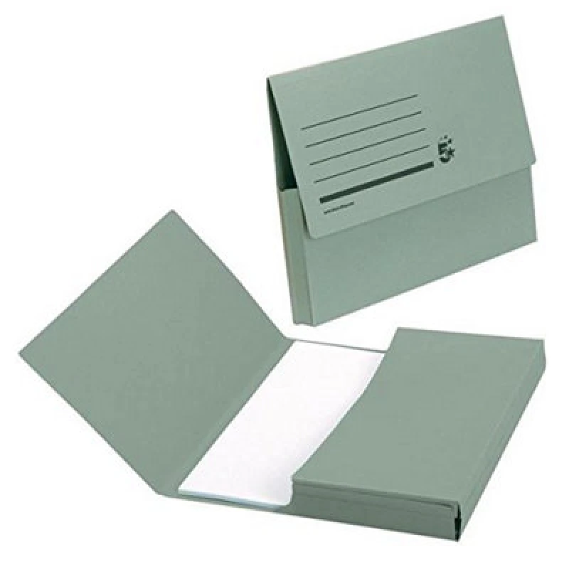 Image of 5 Star office 5 Star Office Document Wallet Half Flap 285gsm Recycled Capacity 32mm A4 Green (Pack of 50) 913888