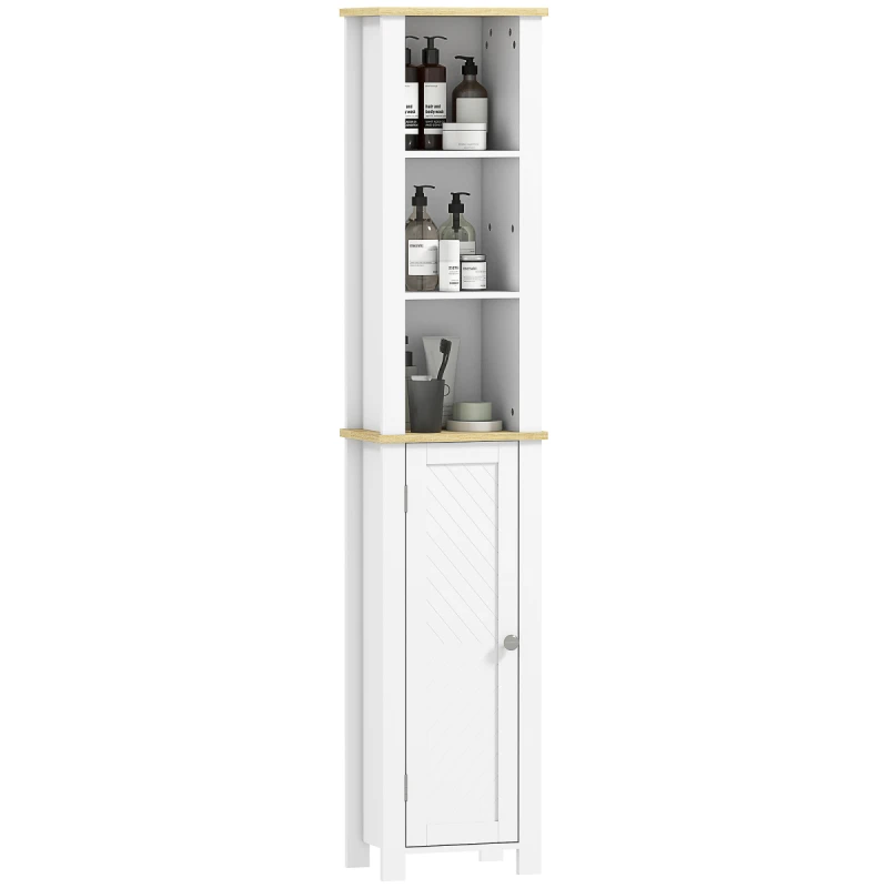 Image of kleankin Slim Bathroom Storage Unit with Open Compartment, White 834-586V00WT