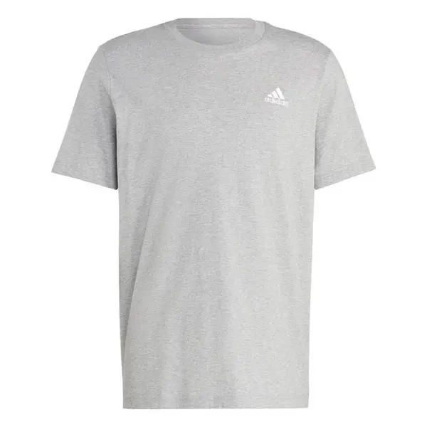 Image of adidas Essentials Single Jersey Linear Embroidered Logo T-Shirt Mens - Grey 2XL