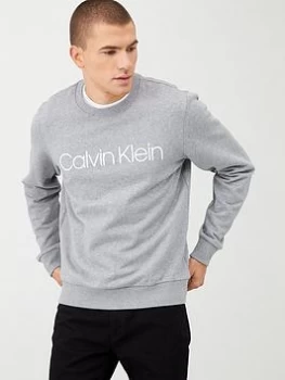Image of Calvin Klein Cotton Logo Sweatshirt - Grey