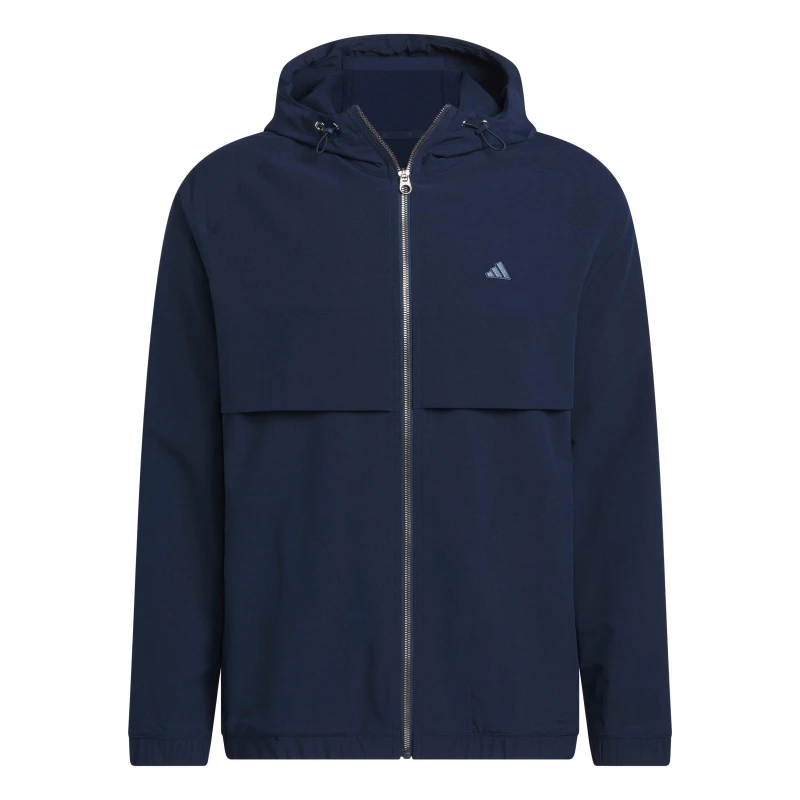Image of adidas Mens Go To Full-Zip Windbreaker Thermal Performance Golf Jacket Navy male XL