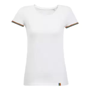 Image of SOLS Womens/Ladies Rainbow T-Shirt (3XL) (White/Multicolour)