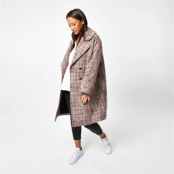 Image of Jack Wills Blaire Wool Blend Cocoon Coat - Multi