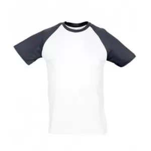 Image of SOLS Mens Funky Contrast Short Sleeve T-Shirt (S) (White/Navy)