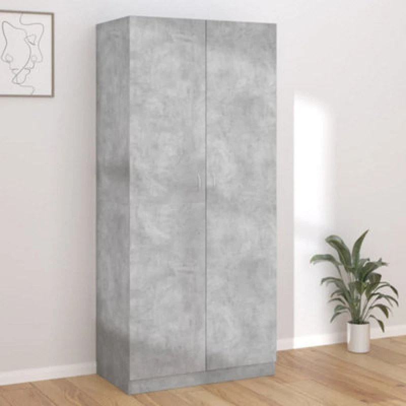 Image of Vidaxl Wardrobe Concrete Grey 90X52X200 Cm Engineered Wood