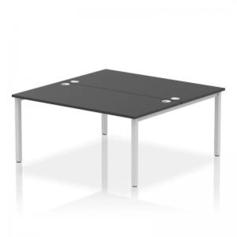 Image of Impulse Impulse Bench B2B 2 Person 1600 Silver Frame Office Bench Desk Black IMB2P16BLKS