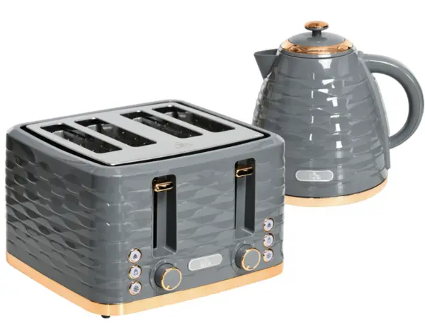 Image of HOMCOM 800-162V70GY 1.7L Rapid Boil Kettle & 4 Slice Toaster Bundle