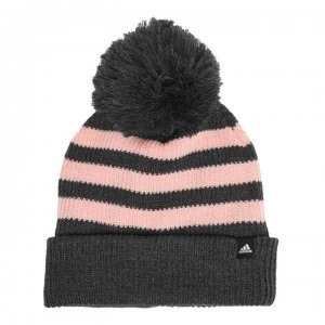 Image of adidas Fleece Three Stripe Bobble Hat Ladies - Grey/Pink