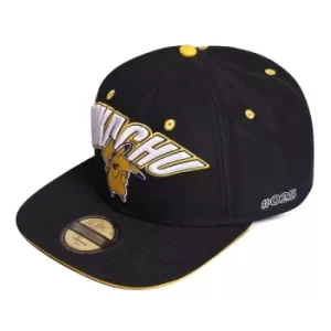 Image of POKEMON Embarrassed Pika Snapback Baseball Cap, Black/Yellow (SB371043POK)