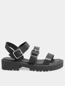 Image of Yours Extra Wide Fit Chunky Multi Strap Sandal - Black, Size 9Eee, Women