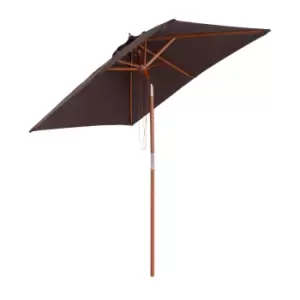 Image of Outsunny Wooden Patio Umbrella Market Parasol Outdoor Sunshade - Coffee Brown