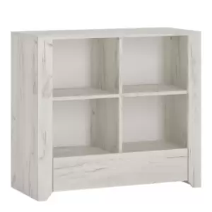 Image of Angel 1 Drawer Low Bookcase In White Craft Oak Effect