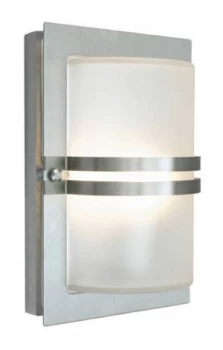 Image of 1 Light Outdoor Frosted Flush Wall Light Stainless Steel IP54, E27