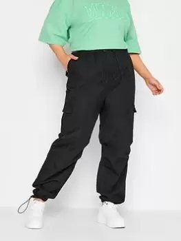 Image of Yours Parachute Cargo Trouser, Black, Size 22, Women