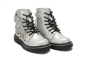 Image of Lelli Kelly Girls Glitter Fairy Wings Ankle Boot - Silver Glitter