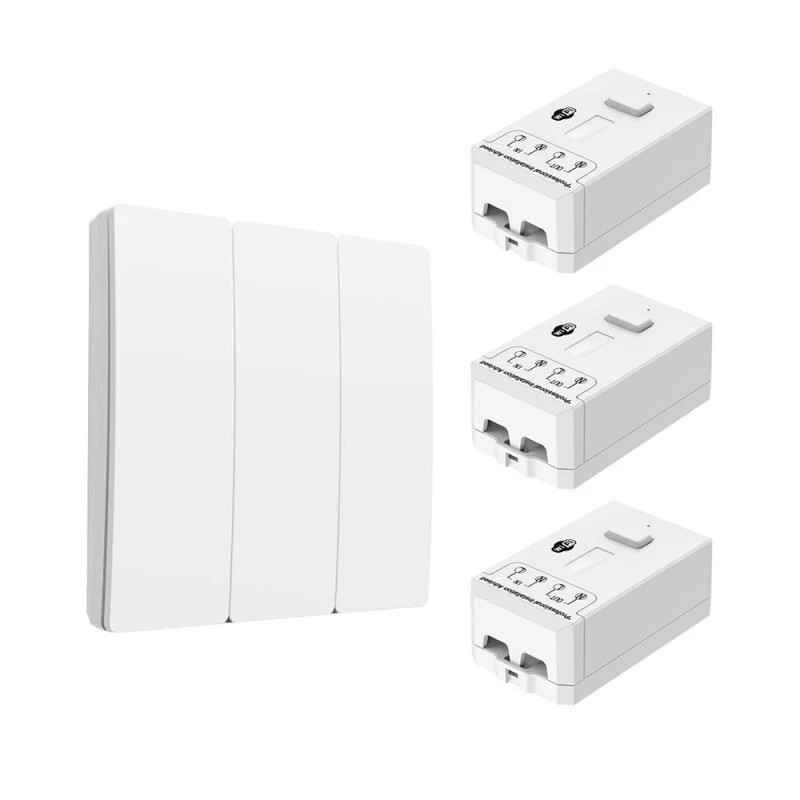 Image of ENER-J Kinetic Wireless 3 Gang Smart Light Switch Kit White 5A WiFi White Unisex