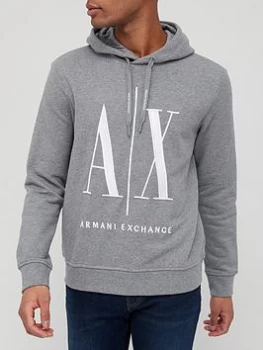 Image of Armani Exchange AX Icon Logo Pullover Hoodie Grey Size S Men