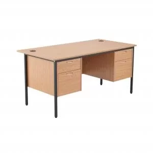 Image of Jemini 18 Oak 1532mm Desk with Double 2 Drawer Pedestal KF839495