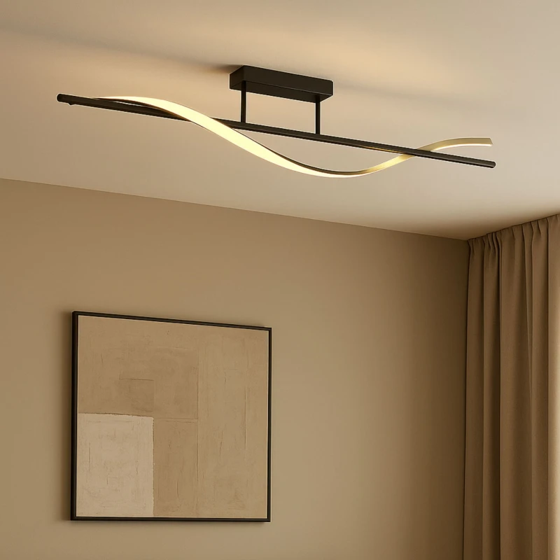 Image of Eglo Conaprato Black & Brushed Brass Modern Ceiling Light Black Unisex