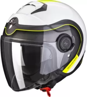 Image of Scorpion EXO-City Roll Jet Helmet, white-yellow, Size 2XL, white-yellow, Size 2XL