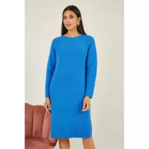 Image of Yumi Blue Knitted Midi Dress - Blue