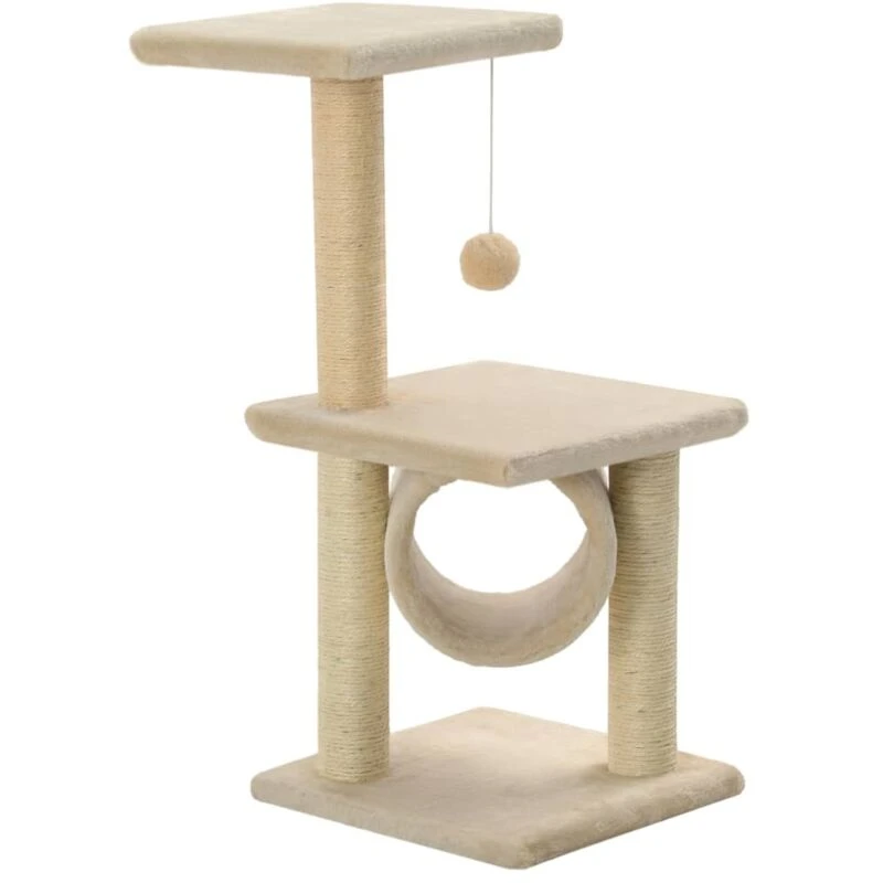 Image of vidaXL 65cm Beige Cat Tree with Sisal Scratching Posts