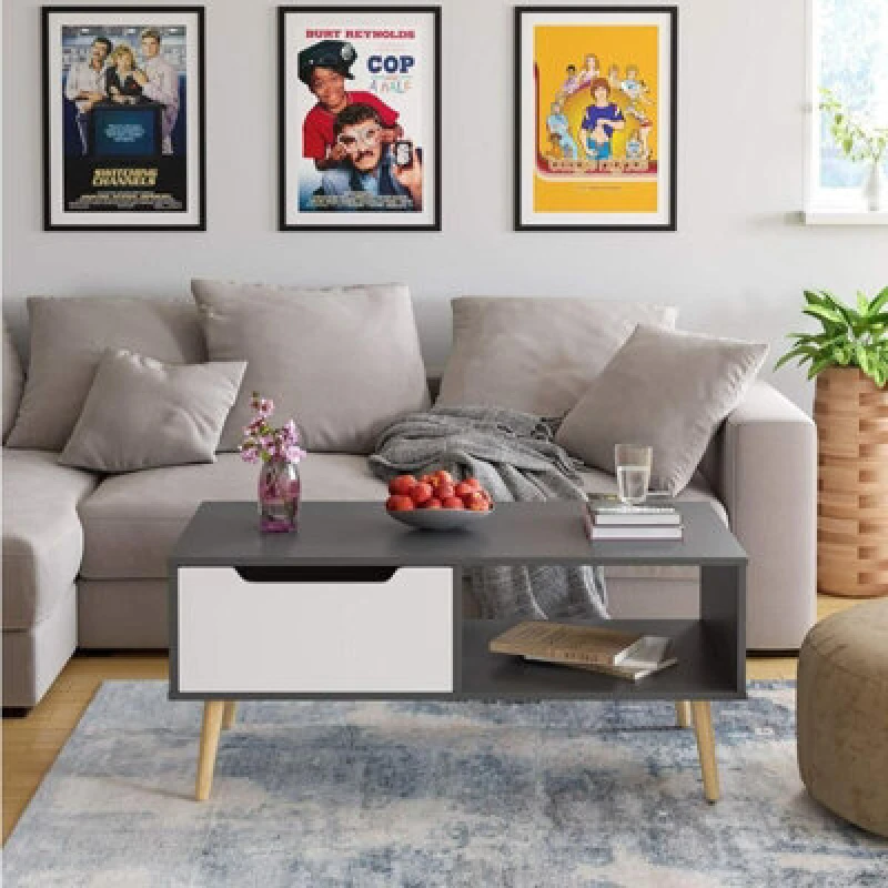 Image of Gr8 Home Wooden Scandinavian Coffee Table With Storage Grey unisex