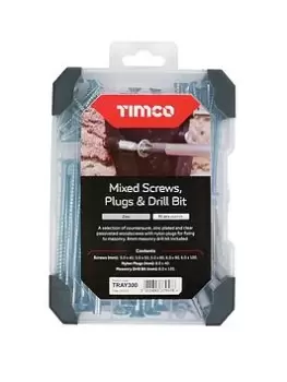 Image of Timco Screws, Plug & Drill Bit Silver Mixed Tray - 91Pcs