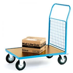 Image of GPC Platform Truck with Single Mesh End Blue Capacity: 500L 4 Castors 800mm x 1050mm x 1200mm