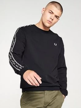 Image of Fred Perry Shoulder Tape Sweatshirt - Black, Size XL, Men