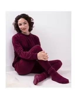 Image of Totes Velour Loungewear And Sock Set - Plum
