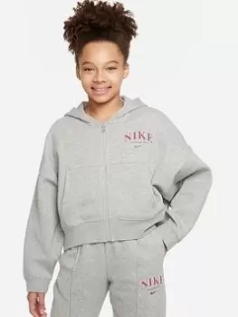 Image of Nike Older Girls Trend Fleece Full-zip Hoodie - Grey, Size Xs=7-8 Years, Women
