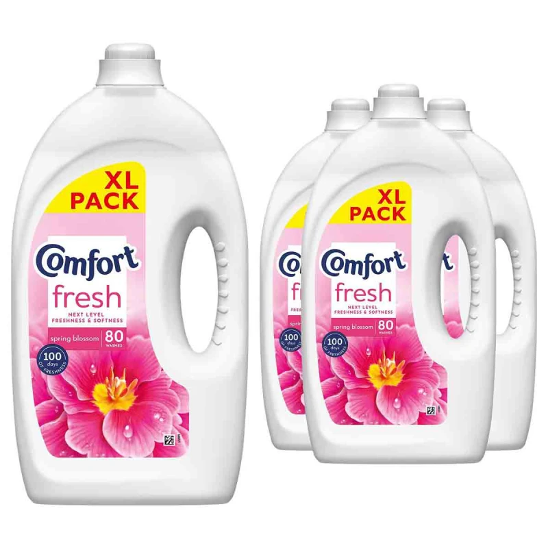 Image of Comfort Fresh Spring Blossom Liquid Fabric Conditioner 80 Washes 2.4L X 4 Pack 64884542-4