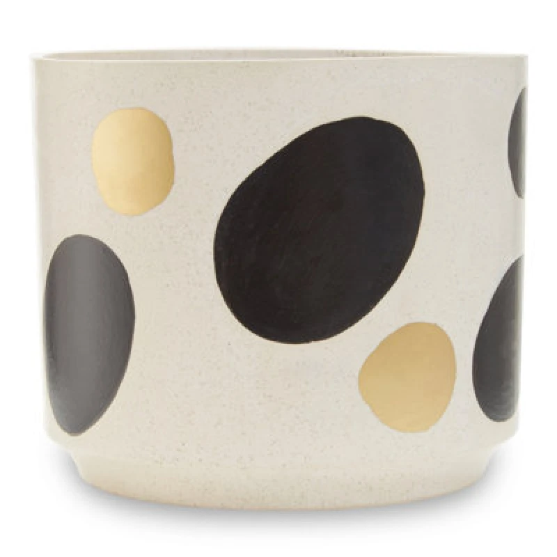 Image of Orsina White & Gold Speckled Ceramic Planter, Modern Large Ceramic Garden Pot For Home Decor, Pots For Plants