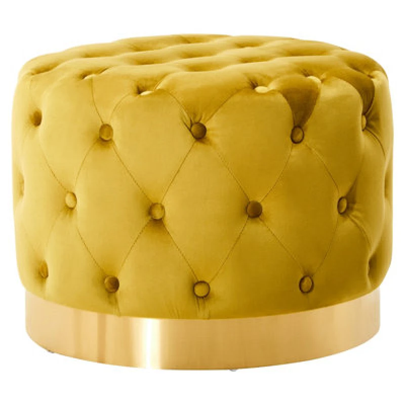 Image of Premier Housewares Interiors By Premier Pistachio Velvet Stool With Matte Gold Finish Metal Base, Supportive & Easy Assemble Velvet Stool