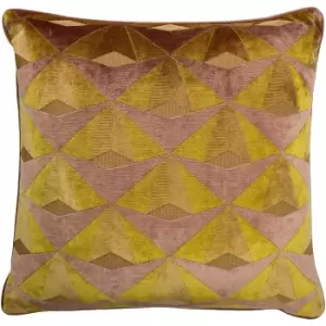 Image of Paoletti Leveque Cushion Cover (One Size) (Ochre Yellow/Blush Pink)