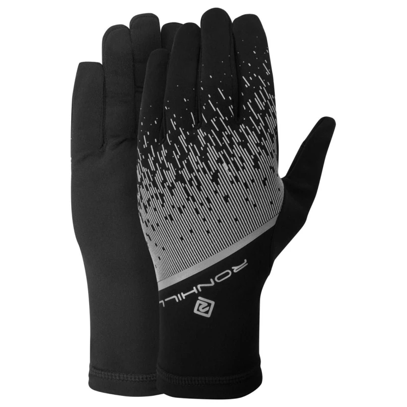 Image of Ronhill Mens Reflective Logo Glove in Black Size: Small Black Male S