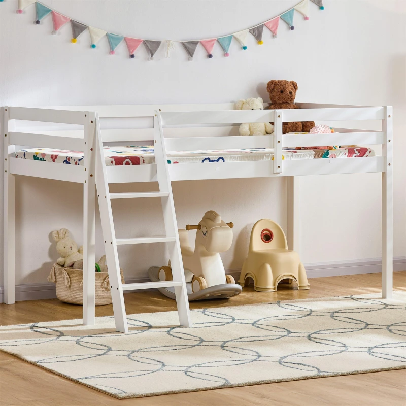Image of Lassic Sydney Single Kids Bunk Bed With Mattress Set White unisex Single