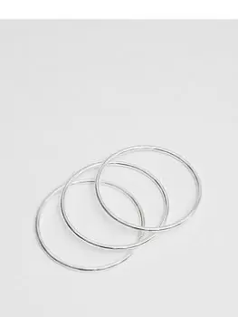 Image of Jon Richard Silver Plated Polished Bangle Bracelets - Pack of 3, Silver, Women