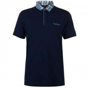 Image of Pierre Cardin Short Sleeve Check Collar Polo Mens - Navy