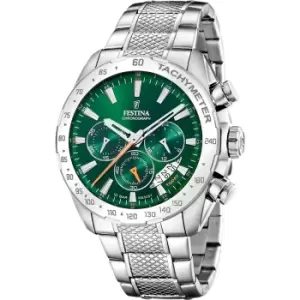 Image of Festina F20668/3 Mens Green Dial Chronograph Wristwatch