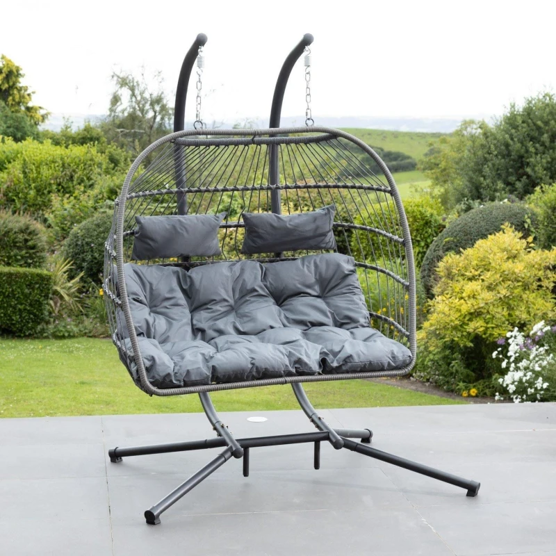 Image of Artemis Home Haversham Swinging Double Garden Seat in Light Grey Light Grey Unisex